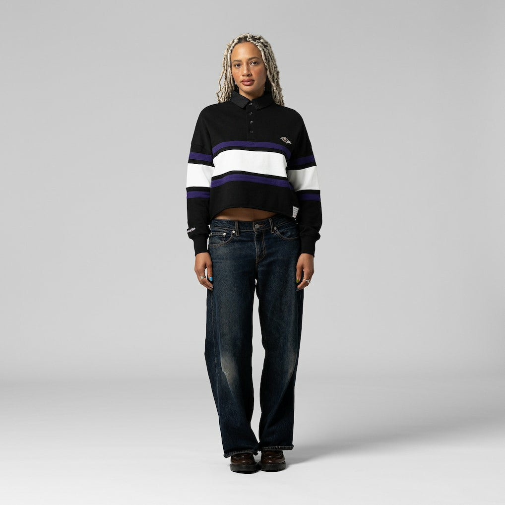 Baltimore Ravens Women's Cropped Long Sleeve Rugby Polo | NFL US