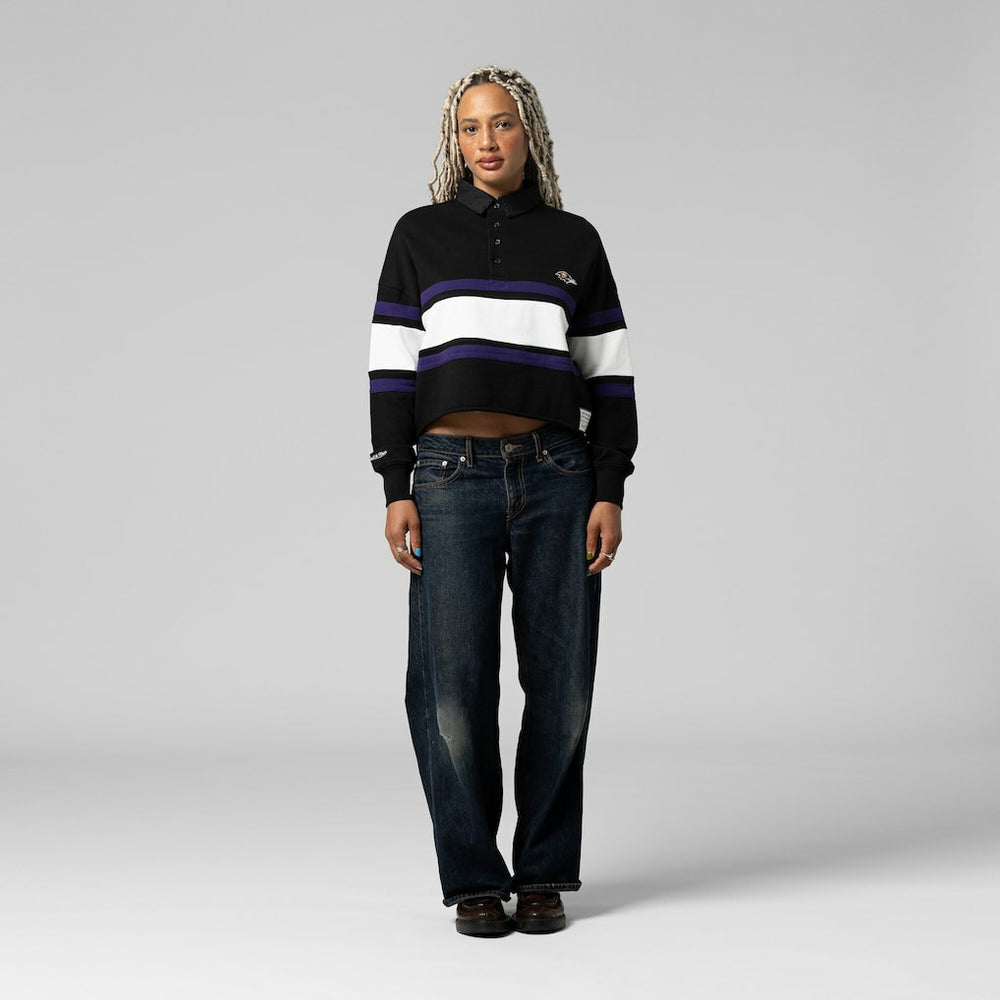 Baltimore Ravens Women's Cropped Long Sleeve Rugby Polo | NFL US
