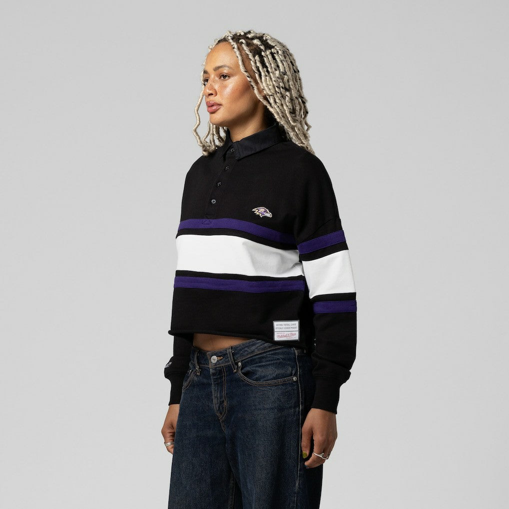 Baltimore Ravens Women's Cropped Long Sleeve Rugby Polo | NFL US