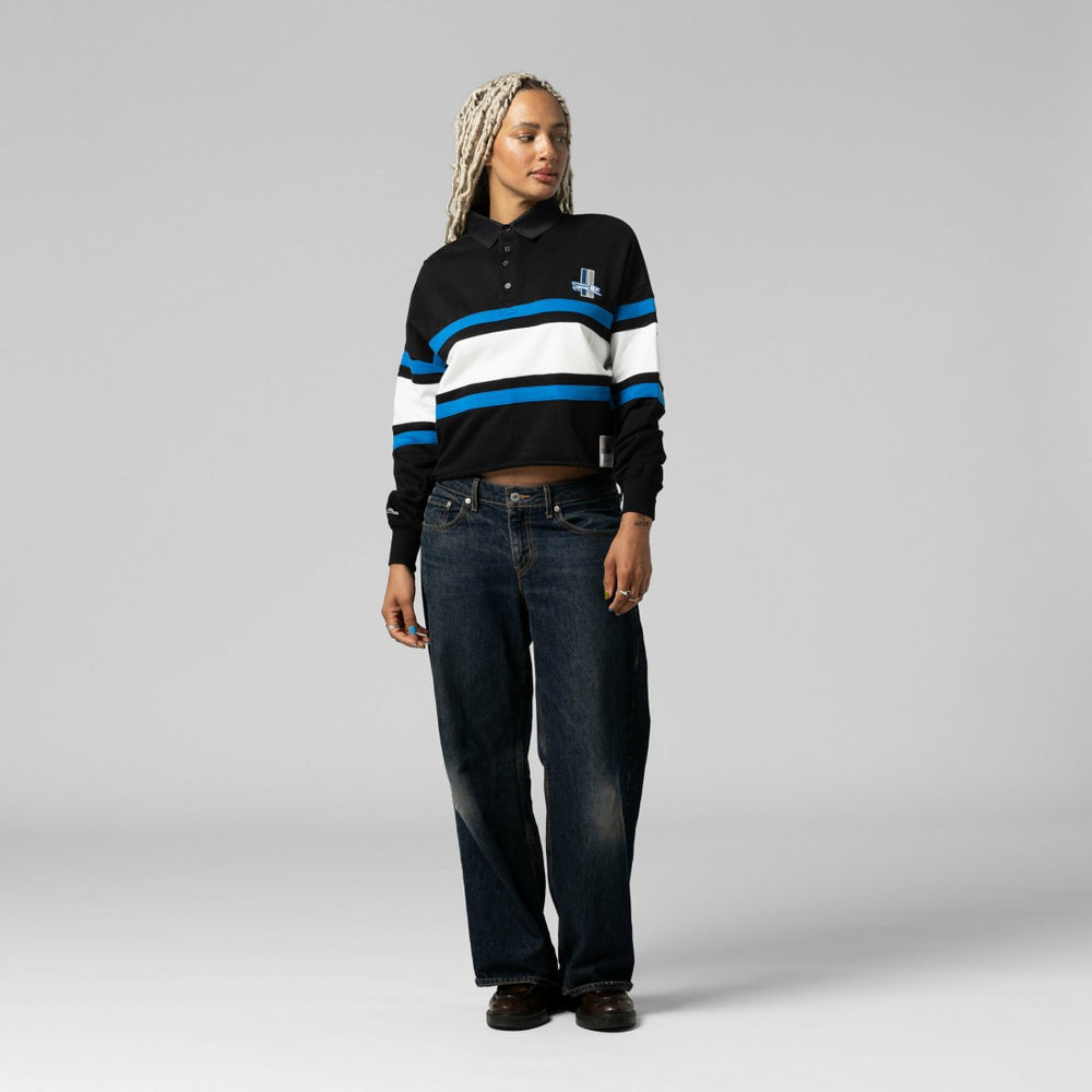 Detroit Lions Women's Cropped Long Sleeve Rugby Polo | NFL Hot