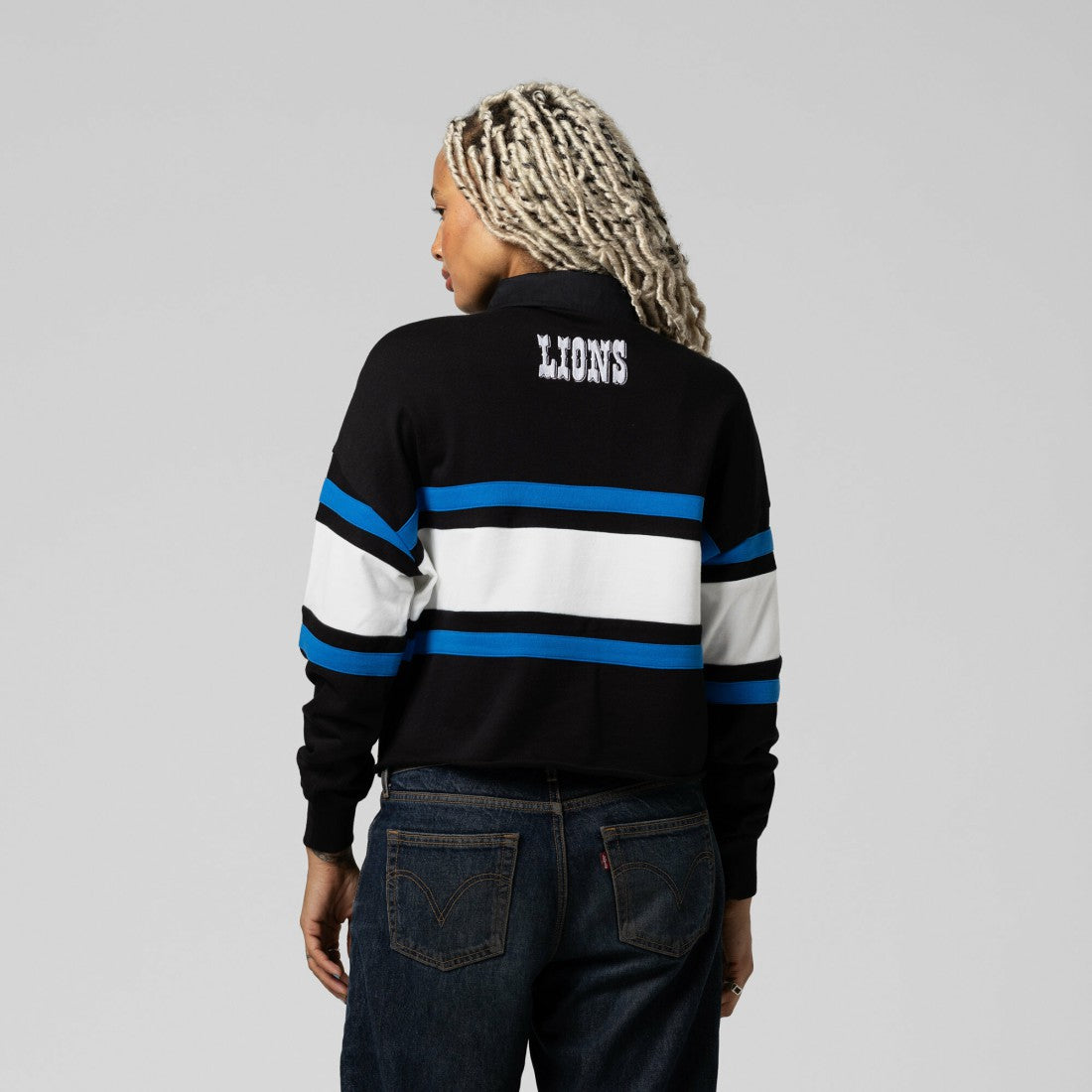 Detroit Lions Women's Cropped Long Sleeve Rugby Polo | NFL Hot
