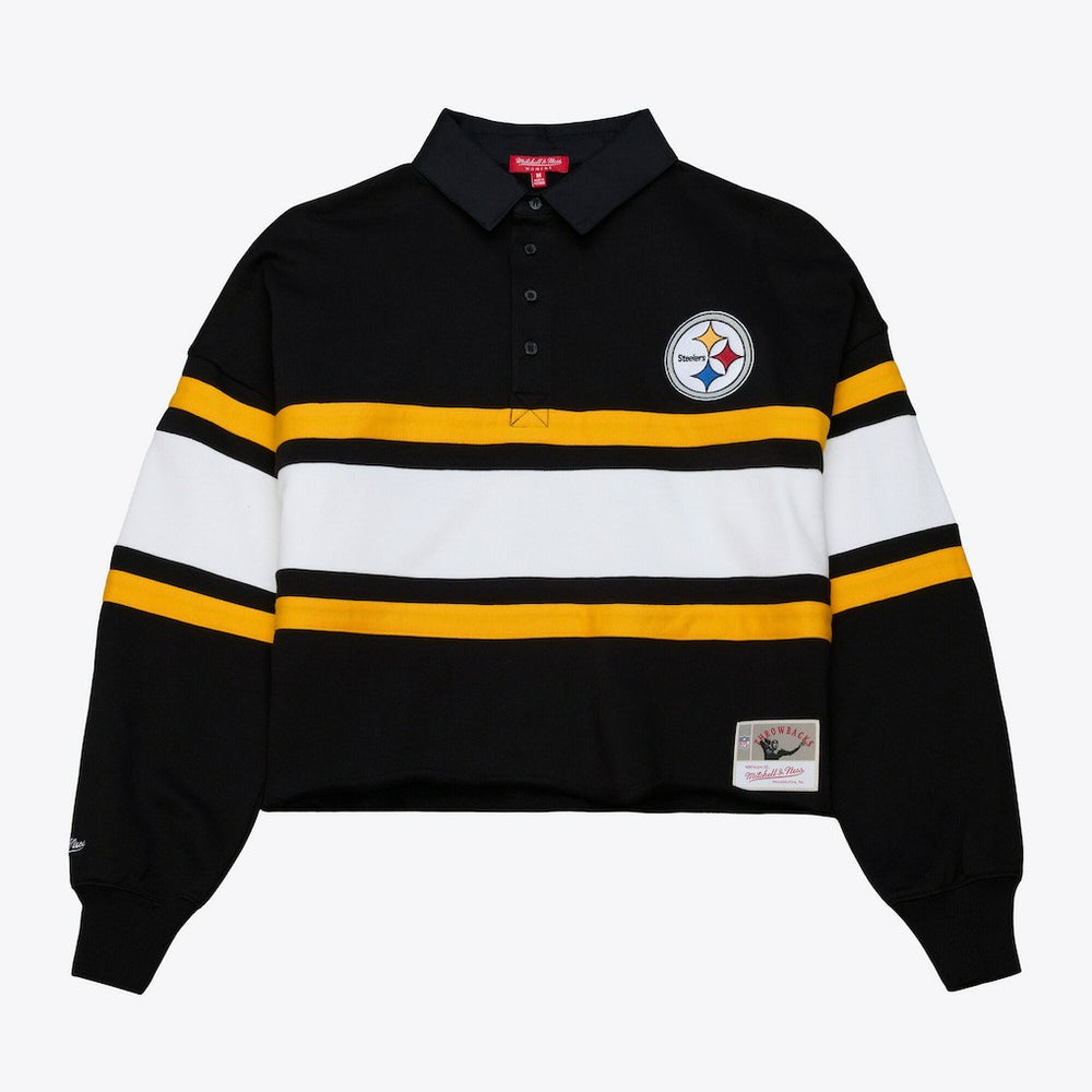 Pittsburgh Steelers Women's Cropped Long Sleeve Rugby Polo | NFL New