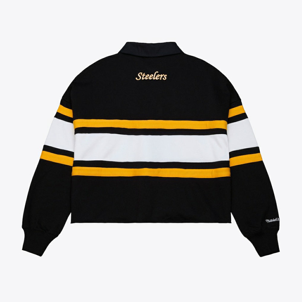 Pittsburgh Steelers Women's Cropped Long Sleeve Rugby Polo | NFL New