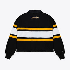 Pittsburgh Steelers Women's Cropped Long Sleeve Rugby Polo | NFL New
