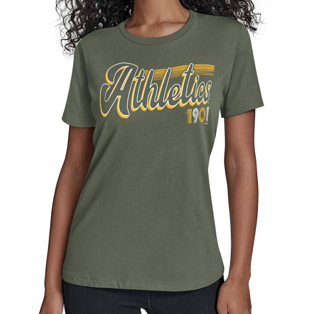 Athletics Starter Women's Groovy Script Team Fitted T-Shirt - MLB T-shirts