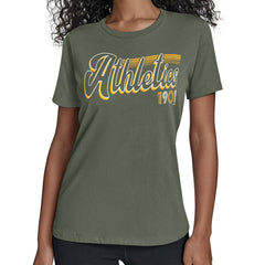 Athletics Starter Women's Groovy Script Team Fitted T-Shirt - MLB T-shirts