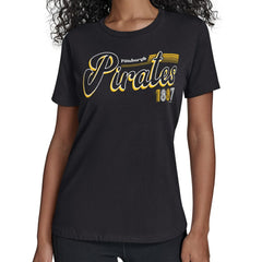 Pittsburgh Pirates Starter Women's Groovy Script Team Fitted T-Shirt - MLB T-shirts