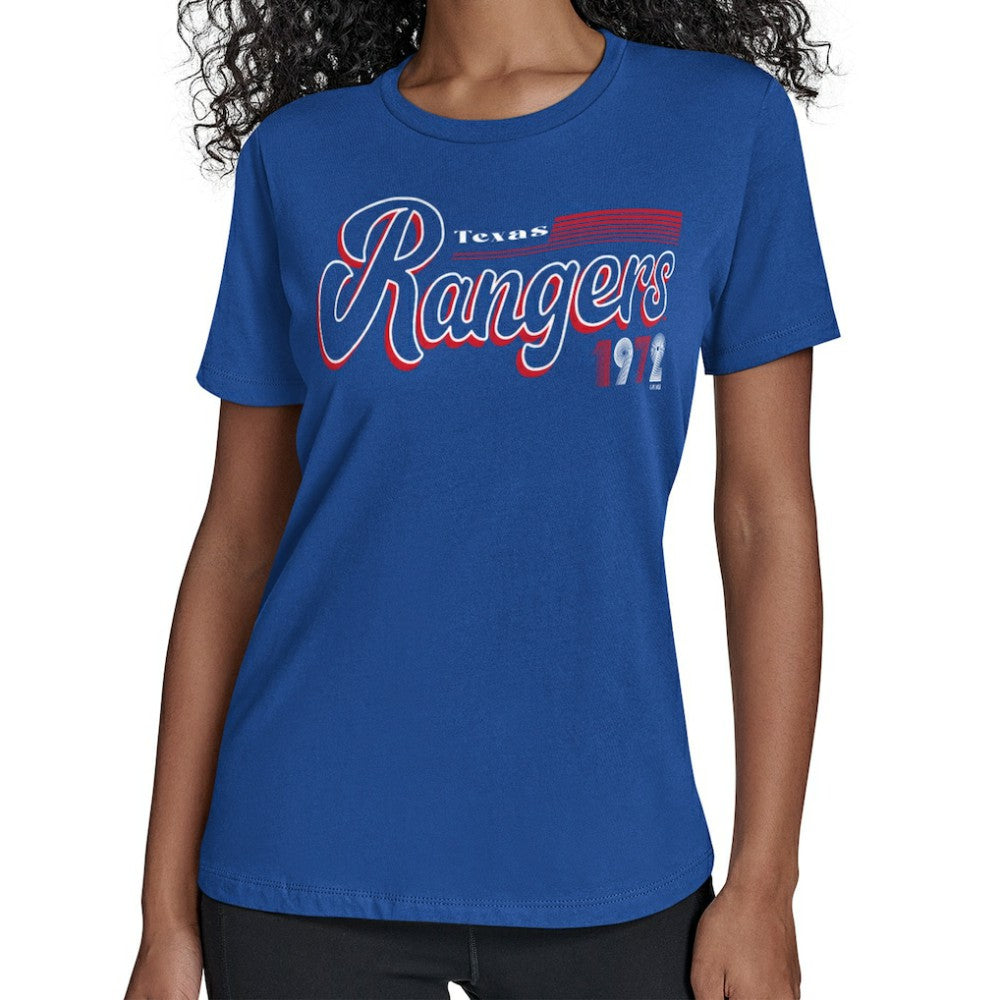 Texas Rangers Starter Women's Groovy Script Team Fitted T-Shirt - MLB T-shirts