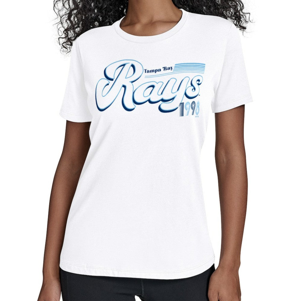 Tampa Bay Rays Starter Women's Groovy Script Team Fitted T-Shirt - MLB T-shirts