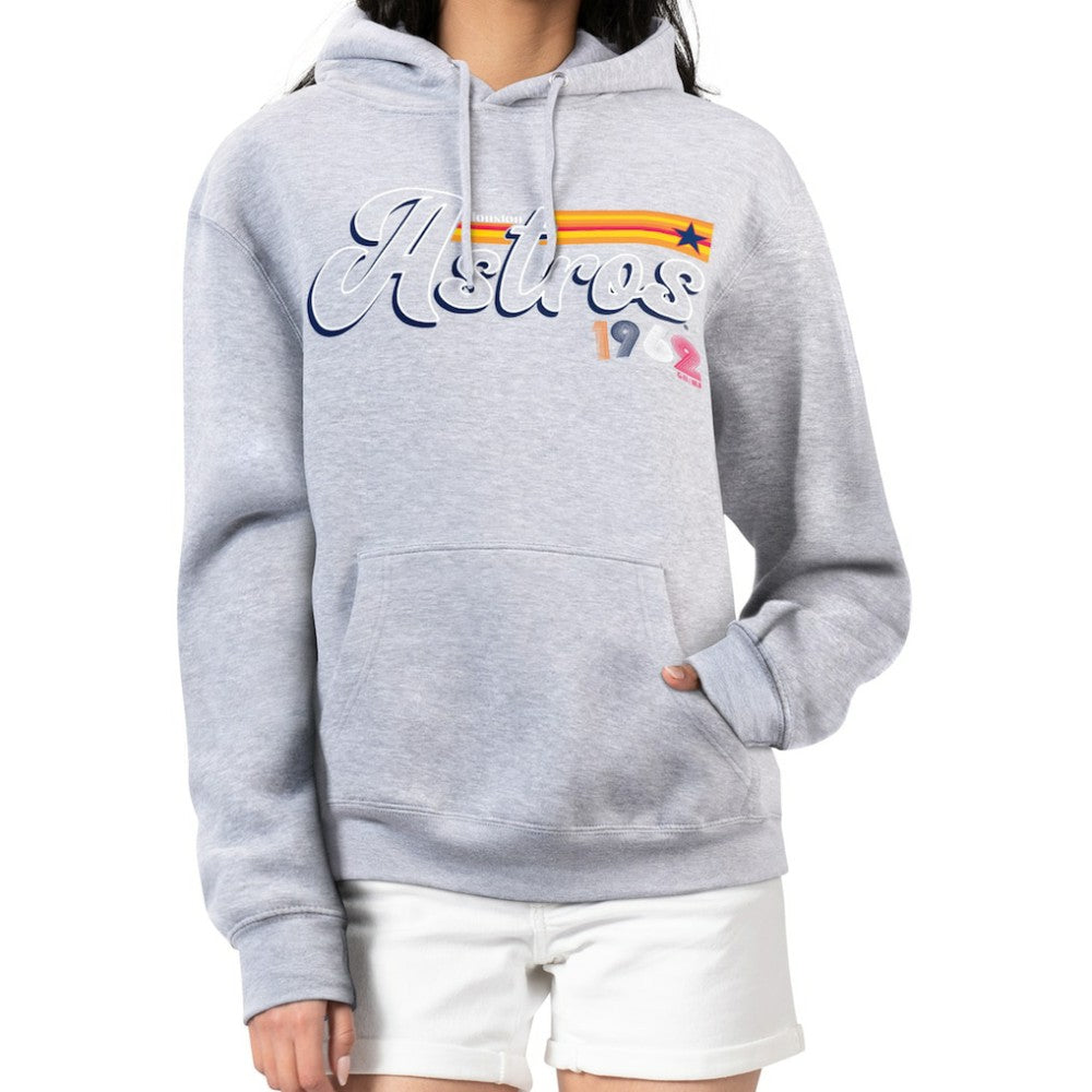 Houston Astros Starter Women's Groovy Script Team Fleece Pullover Hoodie - MLB Hoodies