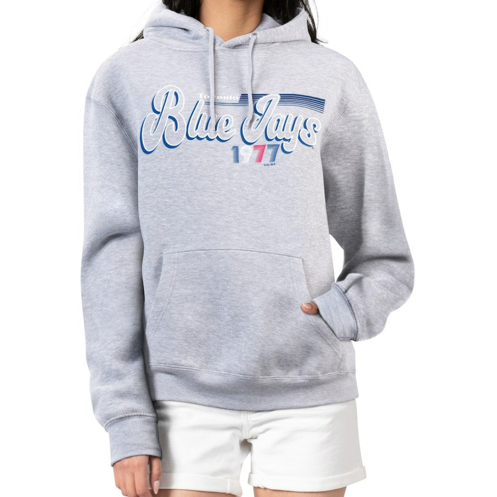 Toronto Blue Jays Starter Women's Groovy Script Team Fleece Pullover Hoodie - MLB Hoodies