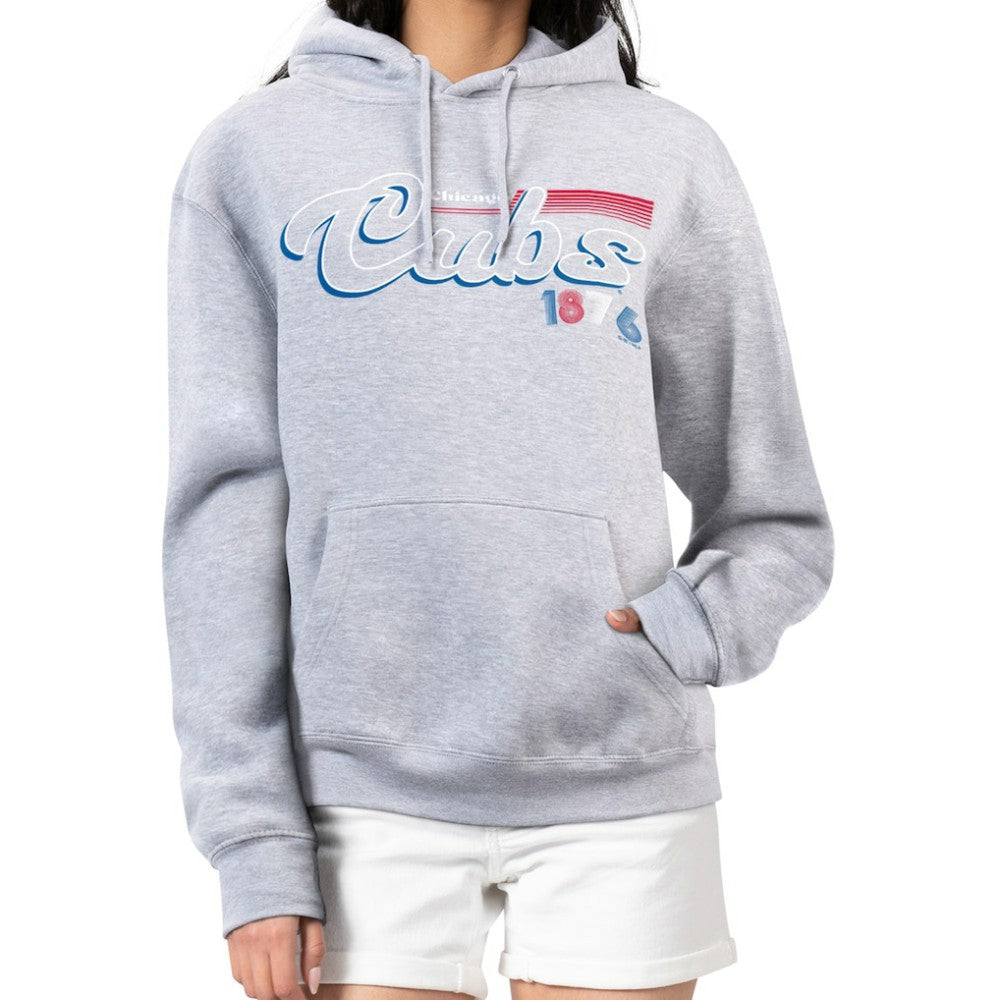 Chicago Cubs Starter Women's Groovy Script Team Fleece Pullover Hoodie - MLB Hoodies