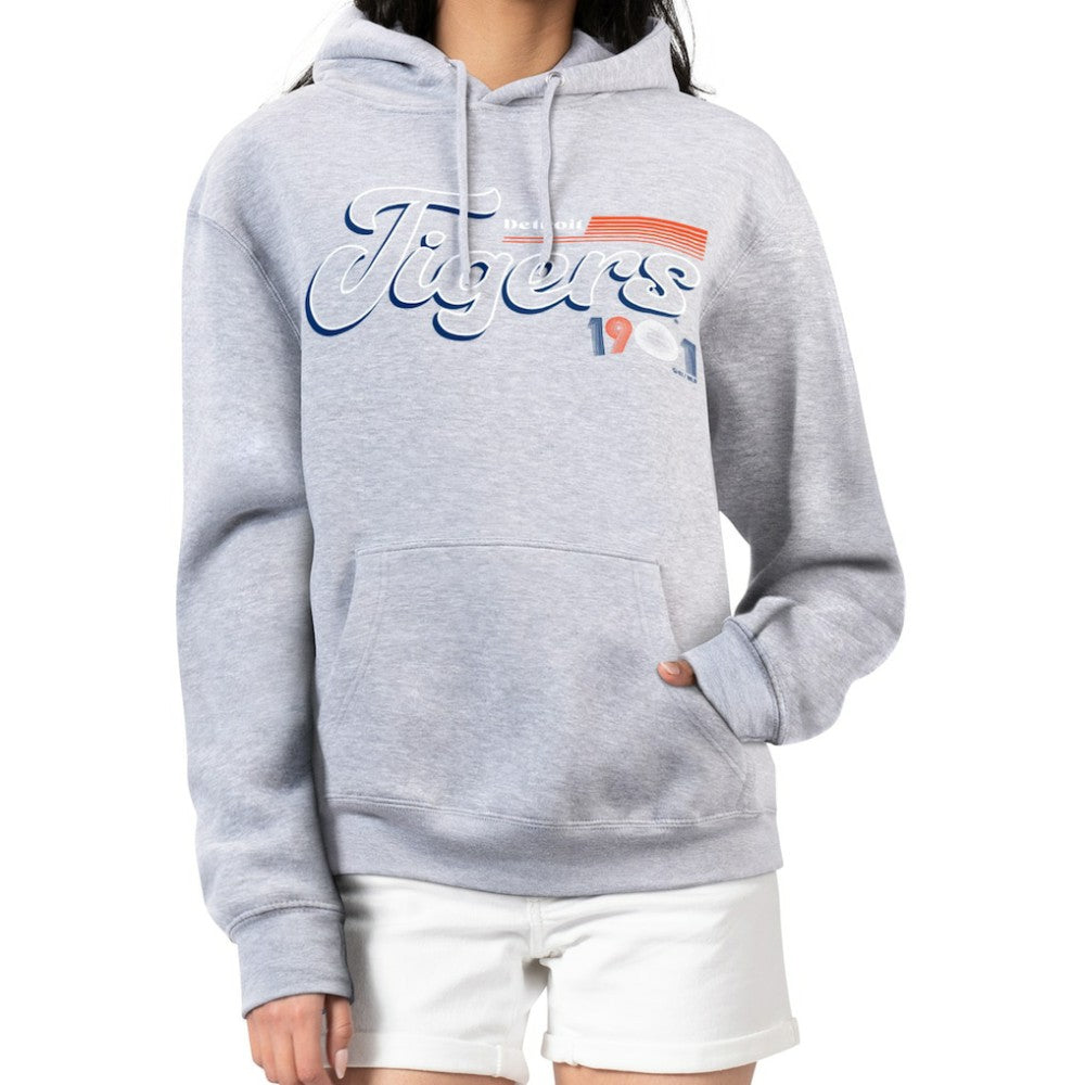Detroit Tigers Starter Women's Groovy Script Team Fleece Pullover Hoodie - MLB Hoodies