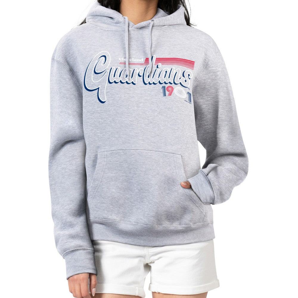 Cleveland Guardians Starter Women's Groovy Script Team Fleece Pullover Hoodie - MLB Hoodies