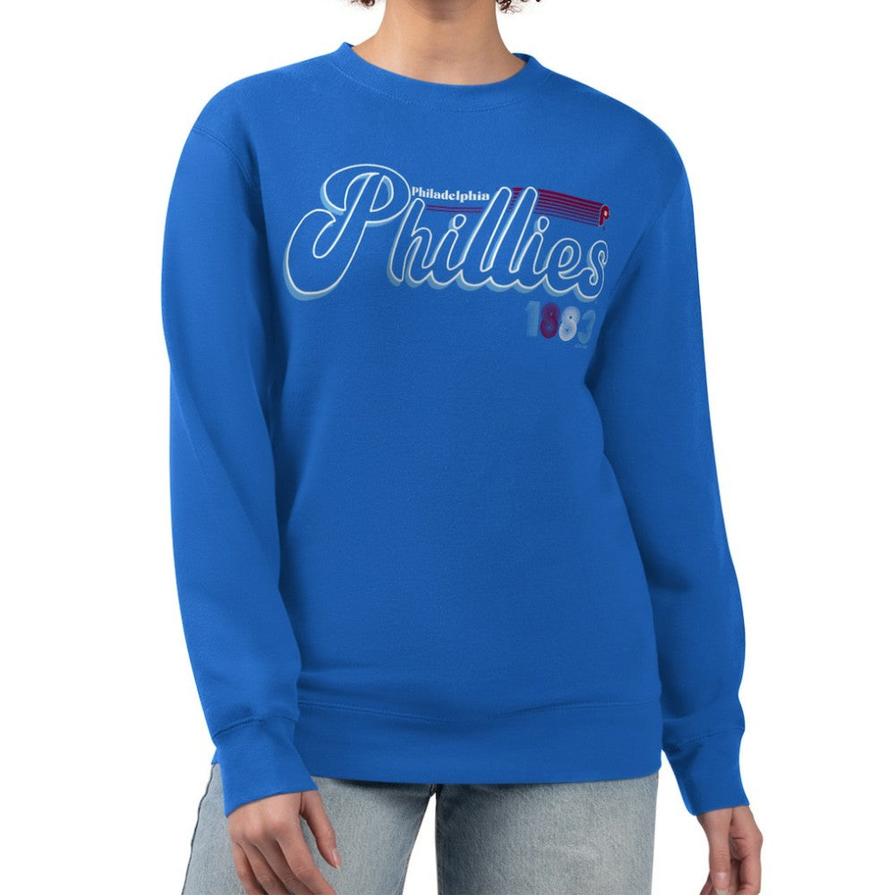 Philadelphia Phillies Starter Women's Groovy Script Team Fleece Pullover Sweatshirt - MLB Pullover