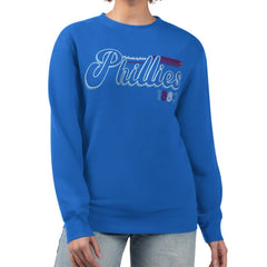 Philadelphia Phillies Starter Women's Groovy Script Team Fleece Pullover Sweatshirt - MLB Pullover