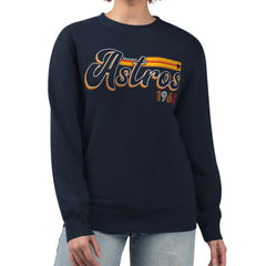 Houston Astros Starter Women's Groovy Script Team Fleece Pullover Sweatshirt - MLB Pullover