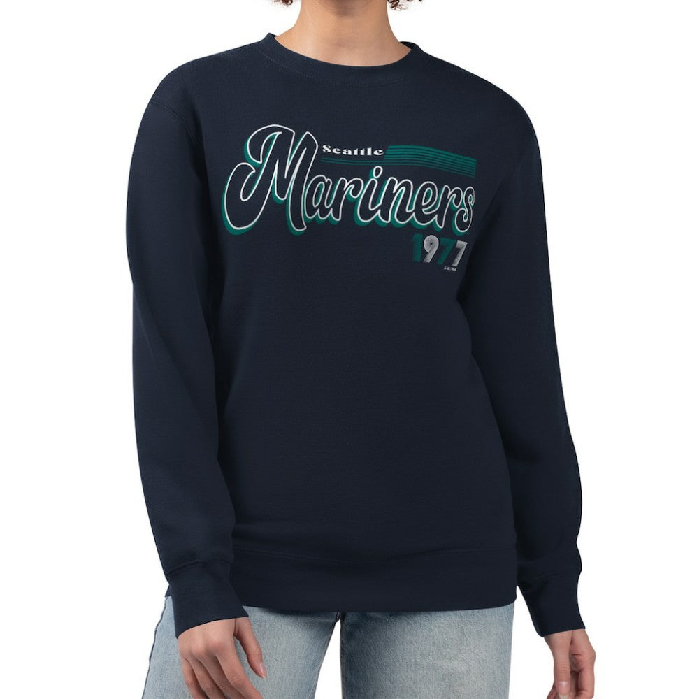 Seattle Mariners Starter Women's Groovy Script Team Fleece Pullover Sweatshirt - MLB Pullover