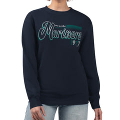 Seattle Mariners Starter Women's Groovy Script Team Fleece Pullover Sweatshirt - MLB Pullover