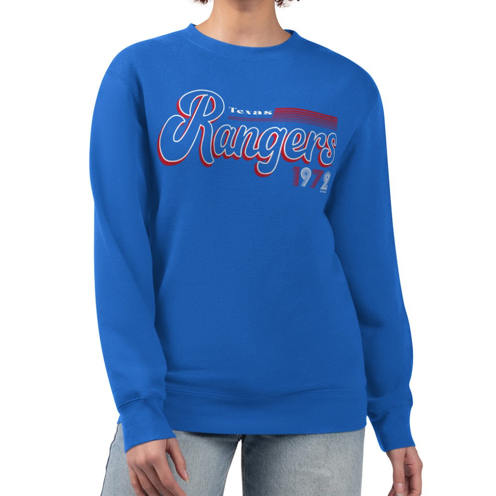Texas Rangers Starter Women's Groovy Script Team Fleece Pullover Sweatshirt - MLB Pullover