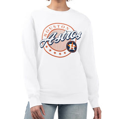 Houston Astros G-III 4Her by Carl Banks Women's Pinstripe Circle Team Fleece Pullover Sweatshirt - MLB Pullover
