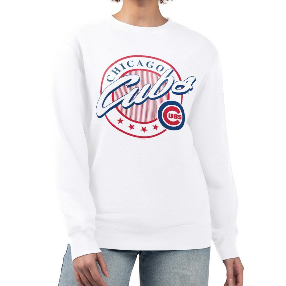 Chicago Cubs G-III 4Her by Carl Banks Women's Pinstripe Circle Team Fleece Pullover Sweatshirt - MLB Pullover
