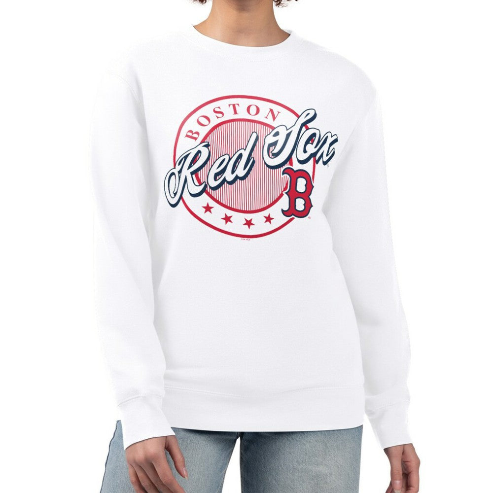 Boston Red Sox G-III 4Her by Carl Banks Women's Pinstripe Circle Team Fleece Pullover Sweatshirt - MLB Pullover