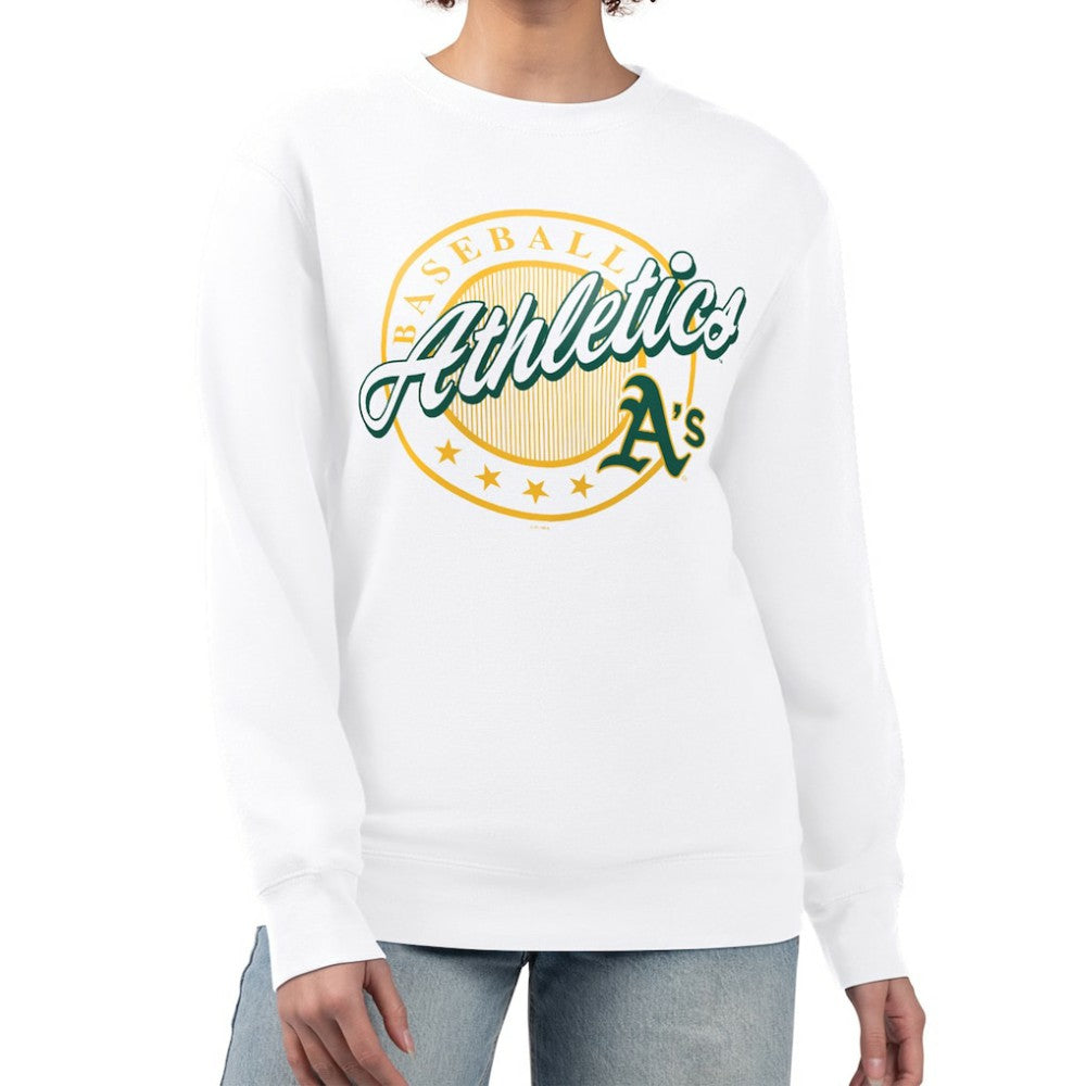 Athletics G-III 4Her by Carl Banks Women's Pinstripe Circle Team Fleece Pullover Sweatshirt - MLB Pullover