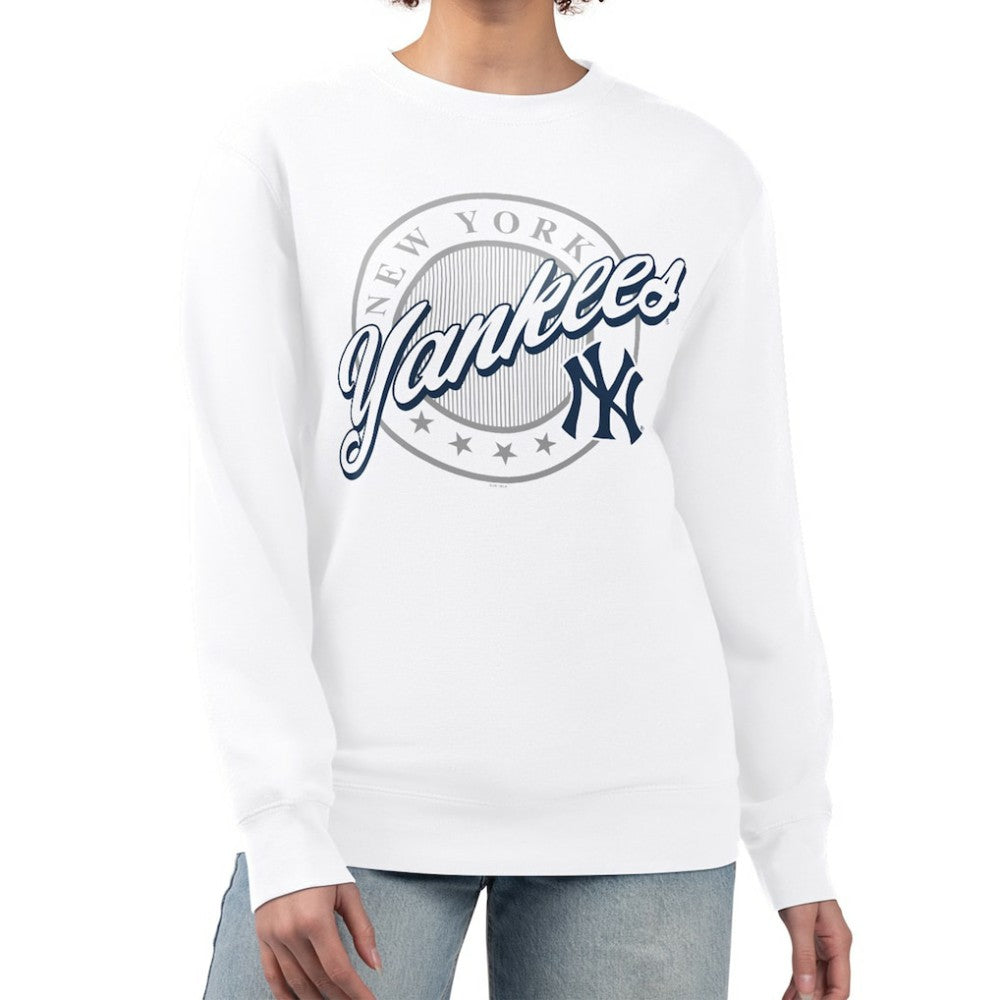 New York Yankees G-III 4Her by Carl Banks Women's Pinstripe Circle Team Fleece Pullover Sweatshirt - MLB Pullover