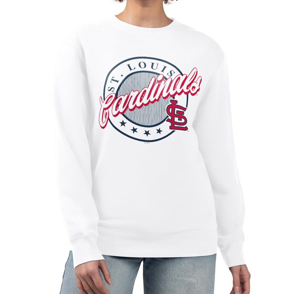 St. Louis Cardinals G-III 4Her by Carl Banks Women's Pinstripe Circle Team Fleece Pullover Sweatshirt - MLB Pullover