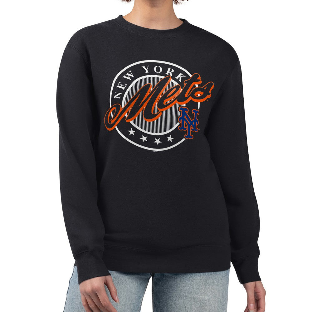 New York Mets G-III 4Her by Carl Banks Women's Pinstripe Circle Team Fleece Pullover Sweatshirt - MLB Pullover