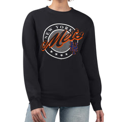 New York Mets G-III 4Her by Carl Banks Women's Pinstripe Circle Team Fleece Pullover Sweatshirt - MLB Pullover