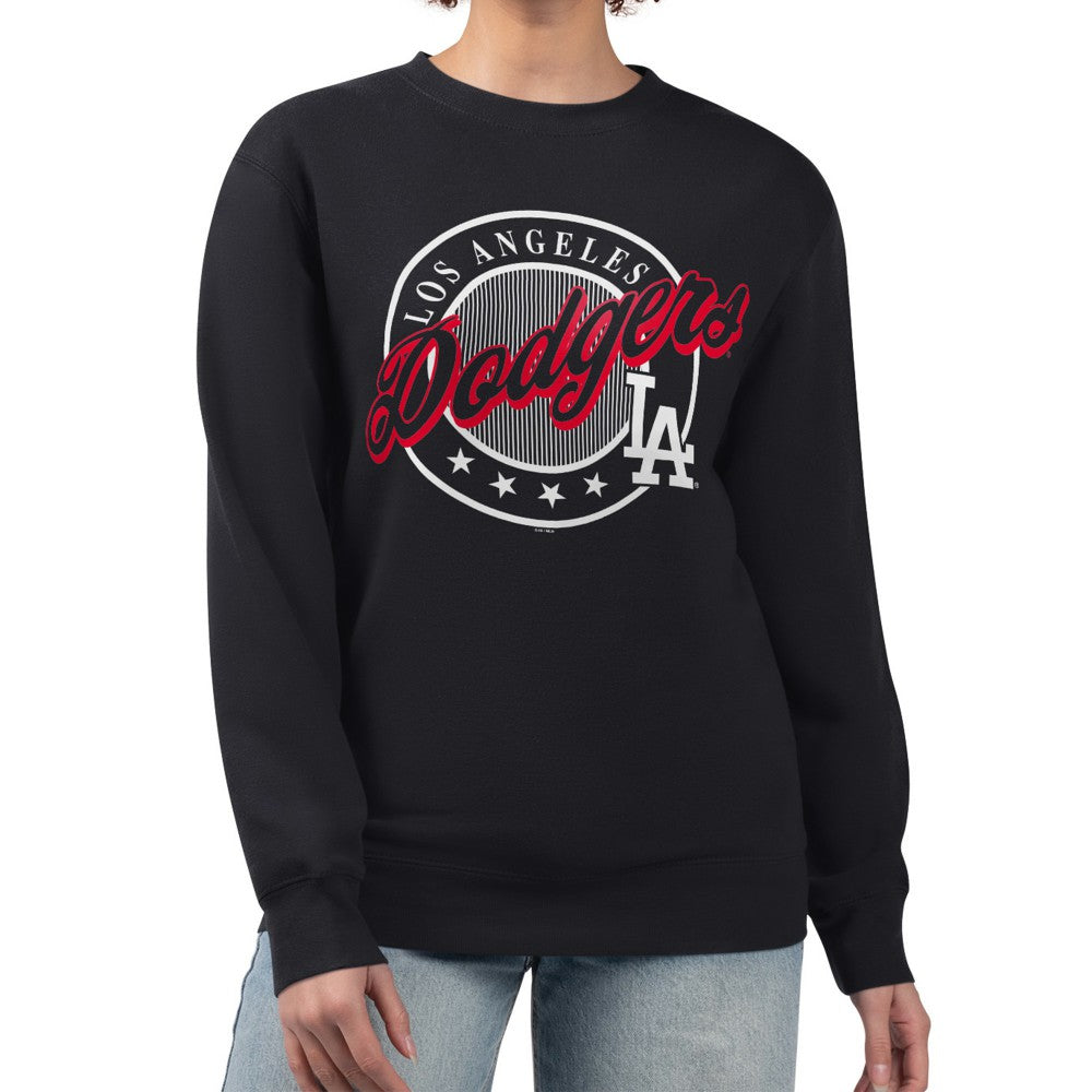 Los Angeles Dodgers G-III 4Her by Carl Banks Women's Pinstripe Circle Team Fleece Pullover Sweatshirt - MLB Pullover