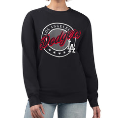 Los Angeles Dodgers G-III 4Her by Carl Banks Women's Pinstripe Circle Team Fleece Pullover Sweatshirt - MLB Pullover