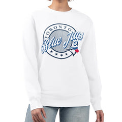 Toronto Blue Jays G-III 4Her by Carl Banks Women's Pinstripe Circle Team Fleece Pullover Sweatshirt - MLB Pullover