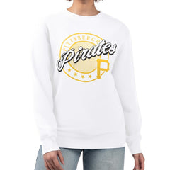 Pittsburgh Pirates G-III 4Her by Carl Banks Women's Pinstripe Circle Team Fleece Pullover Sweatshirt - MLB Pullover