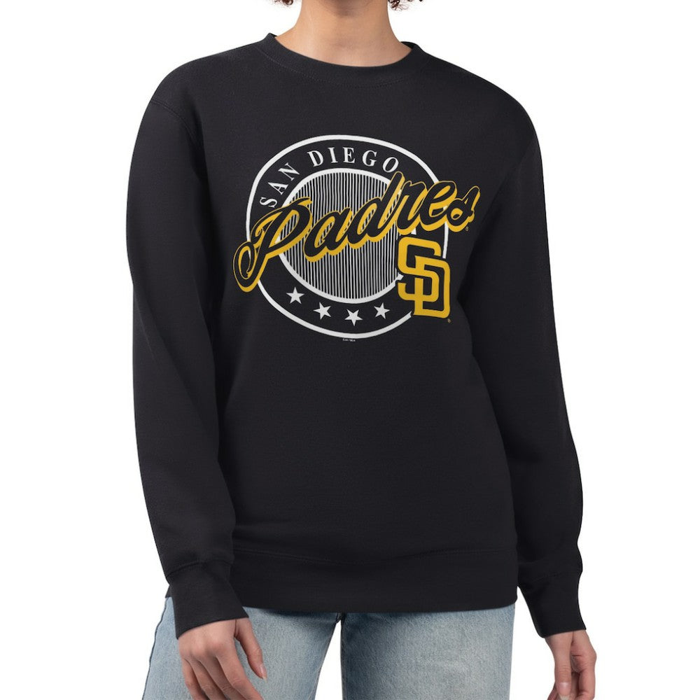 San Diego Padres G-III 4Her by Carl Banks Women's Pinstripe Circle Team Fleece Pullover Sweatshirt - MLB Pullover