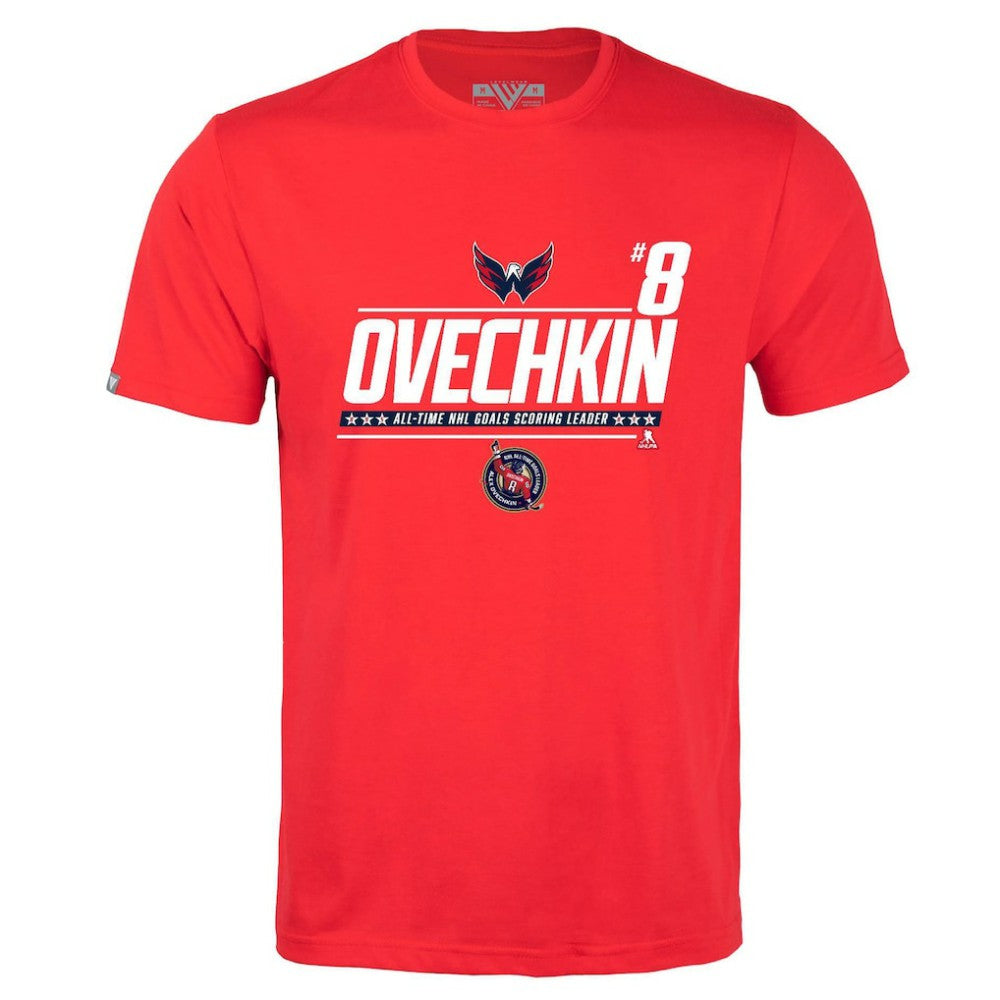 Alexander Ovechkin Washington Capitals Levelwear NHL All-Time Leading Goal Scorer Milestone Name & Number Richmond T-Shirt -  NHL T-shirts