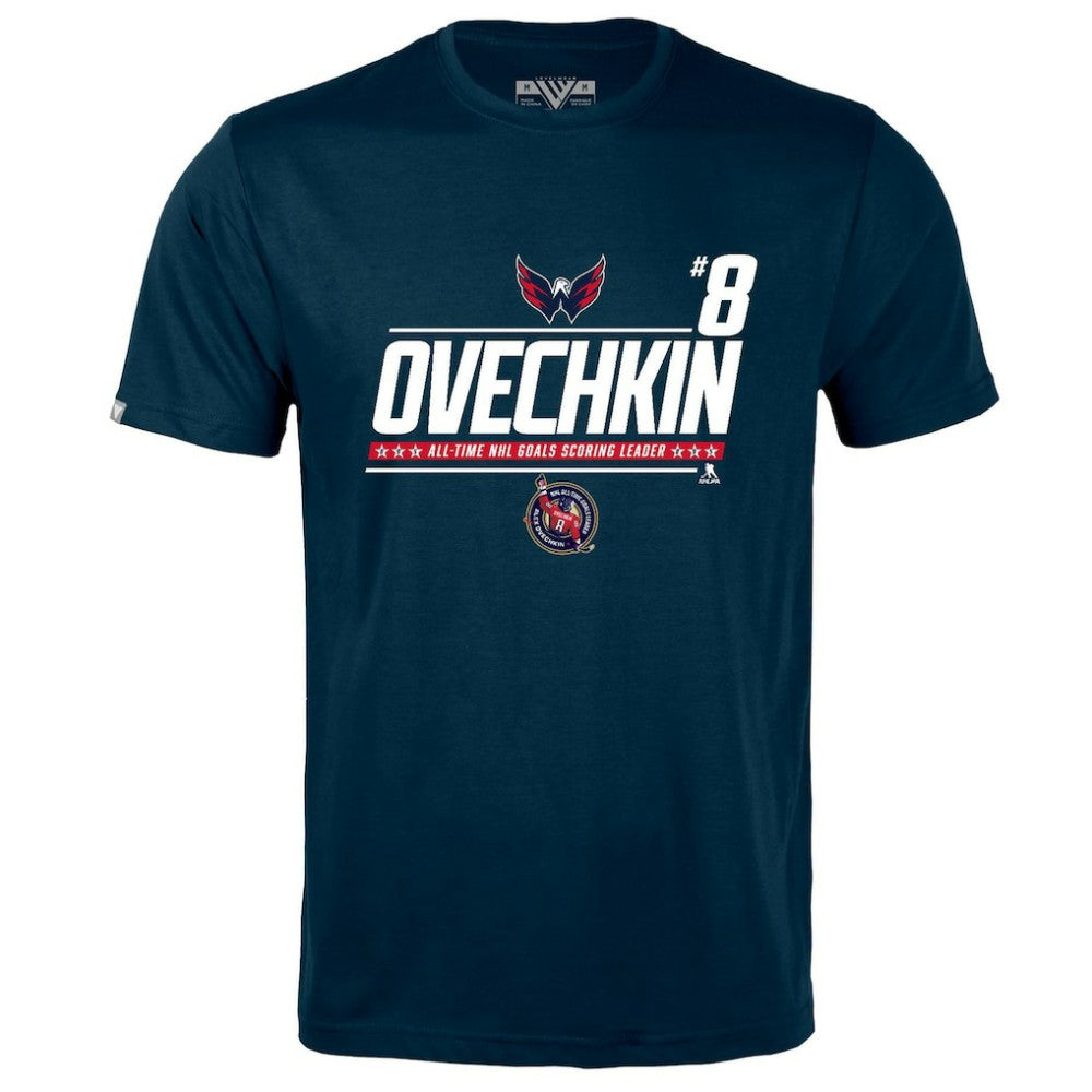 Alexander Ovechkin Washington Capitals Levelwear NHL All-Time Leading Goal Scorer Milestone Name & Number Richmond T-Shirt -  NHL T-shirts