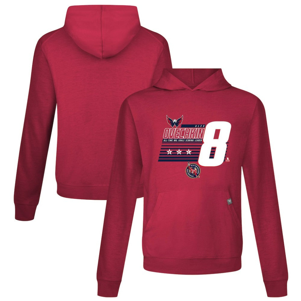 Alexander Ovechkin Washington Capitals Levelwear NHL All-Time Leading Goal Scorer Milestone Stripes Name & Number Relay Pullover Hoodie -  NHL Hoodies