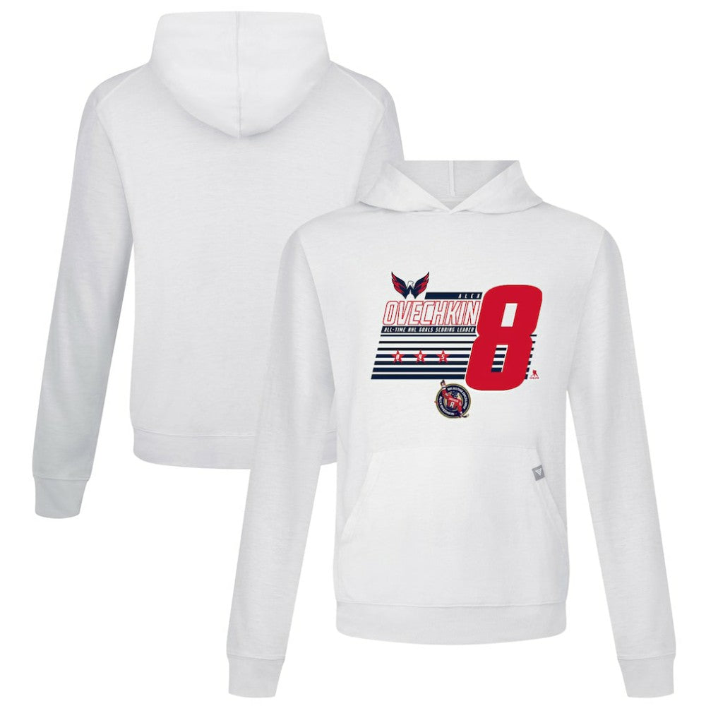Alexander Ovechkin Washington Capitals Levelwear NHL All-Time Leading Goal Scorer Milestone Stripes Name & Number Relay Pullover Hoodie -  NHL Hoodies