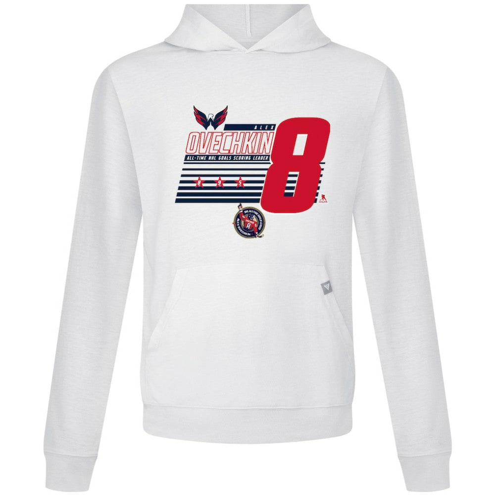 Alexander Ovechkin Washington Capitals Levelwear NHL All-Time Leading Goal Scorer Milestone Stripes Name & Number Relay Pullover Hoodie -  NHL Hoodies