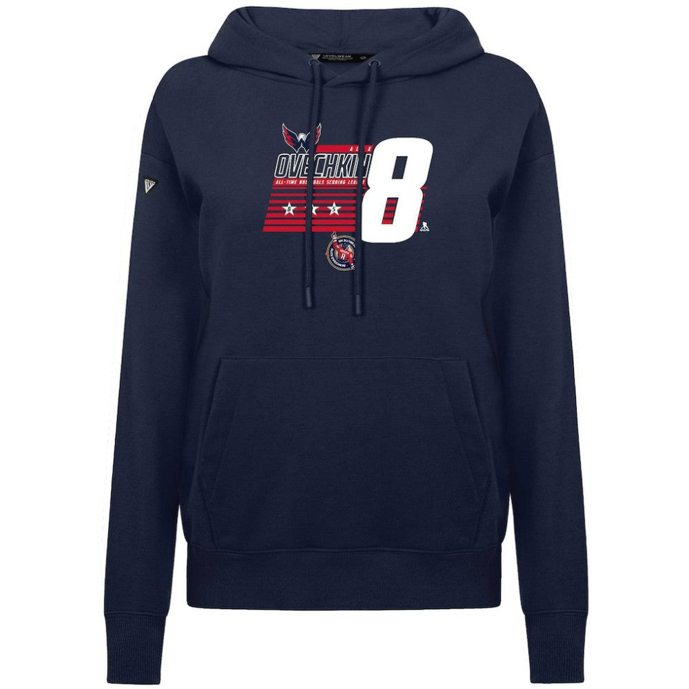 Alexander Ovechkin Washington Capitals Levelwear Women's NHL All-Time Leading Goal Scorer Milestone Stripes Name & Number Adorn Pullover Hoodie -  NHL Hoodies