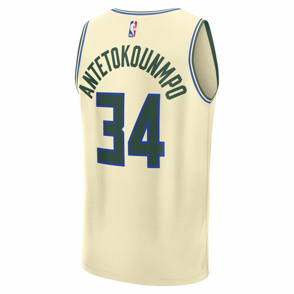 Cream Giannis Antetokounmpo Milwaukee Bucks 2025/26 City Edition Fast Break Jersey | NBA