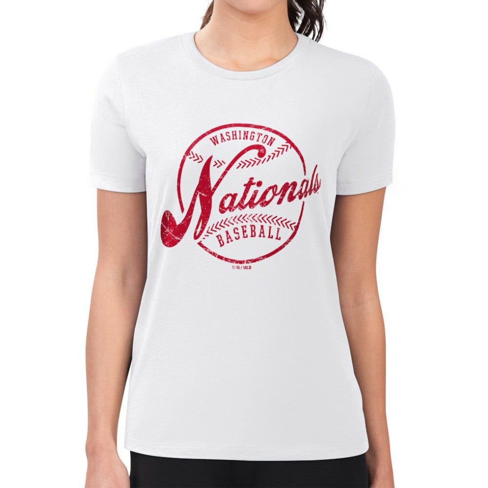 Washington Nationals G-III 4Her by Carl Banks Women's Super-Slim Fit Lightweight Distressed Baseball Team T-Shirt - MLB T-shirts