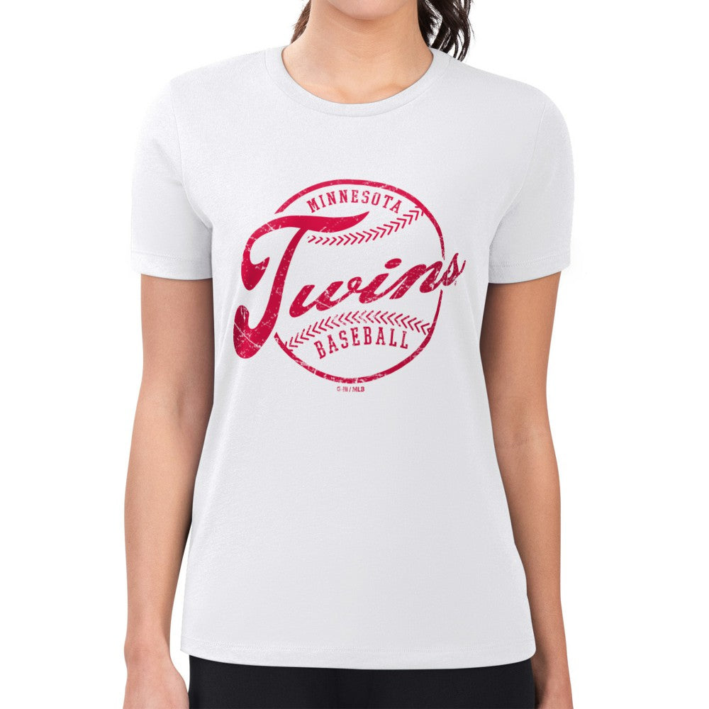 Minnesota Twins G-III 4Her by Carl Banks Women's Super-Slim Fit Lightweight Distressed Baseball Team T-Shirt - MLB T-shirts
