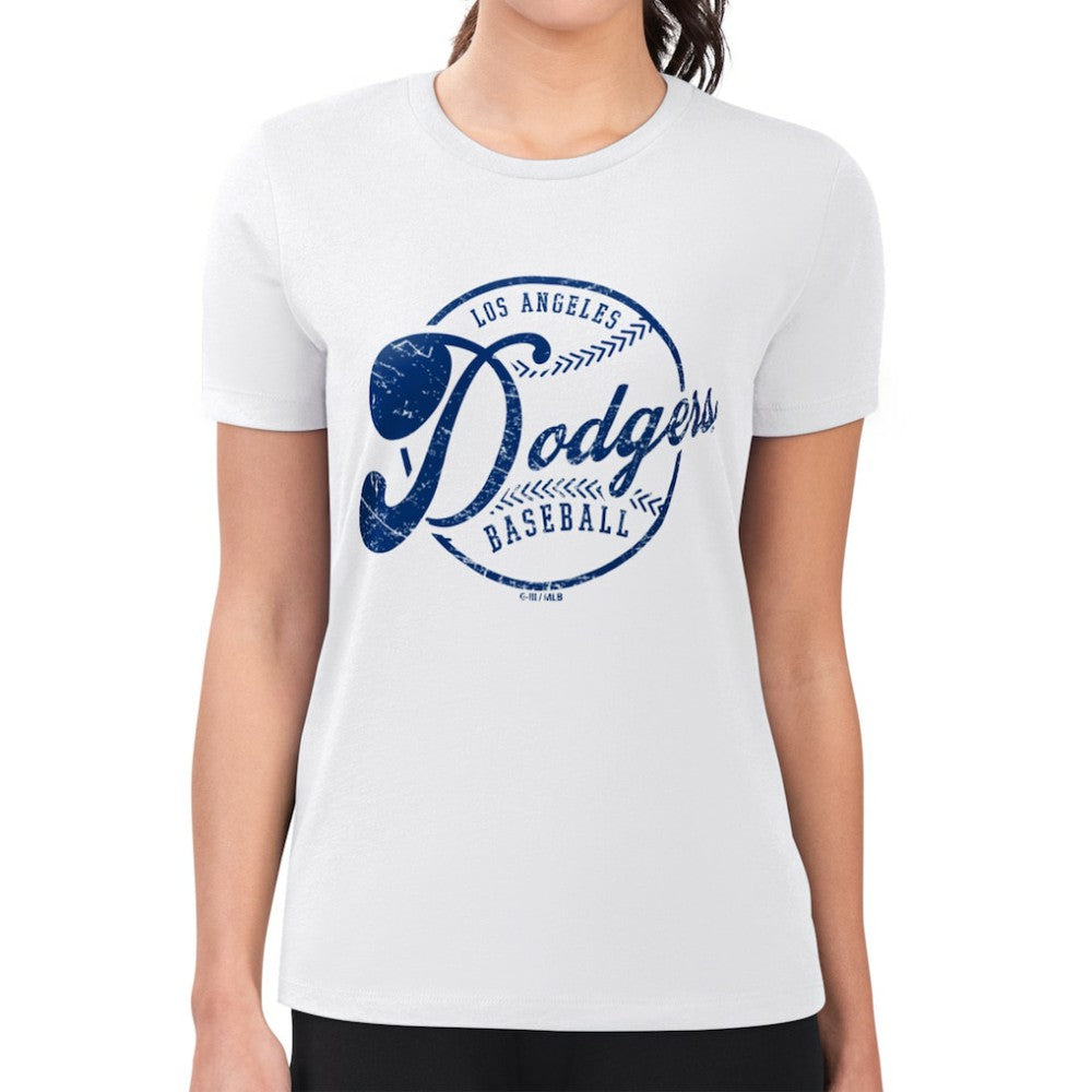 Los Angeles Dodgers G-III 4Her by Carl Banks Women's Super-Slim Fit Lightweight Distressed Baseball Team T-Shirt - MLB T-shirts