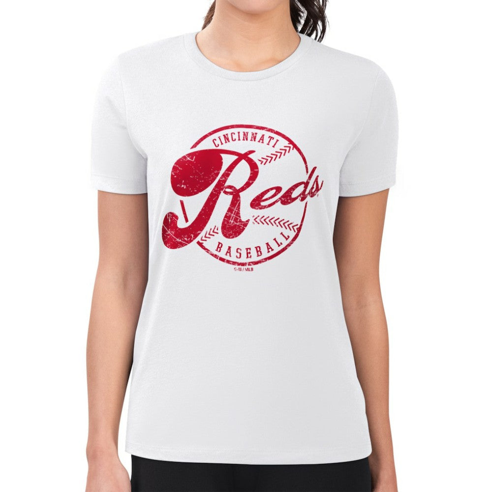 Cincinnati Reds G-III 4Her by Carl Banks Women's Super-Slim Fit Lightweight Distressed Baseball Team T-Shirt - MLB T-shirts