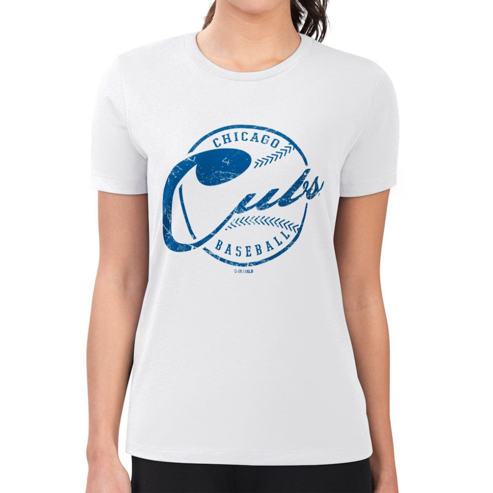 Chicago Cubs G-III 4Her by Carl Banks Women's Super-Slim Fit Lightweight Distressed Baseball Team T-Shirt - MLB T-shirts
