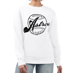 Houston Astros G-III 4Her by Carl Banks Women's Distressed Baseball Team Fleece Pullover Sweatshirt - MLB Pullover